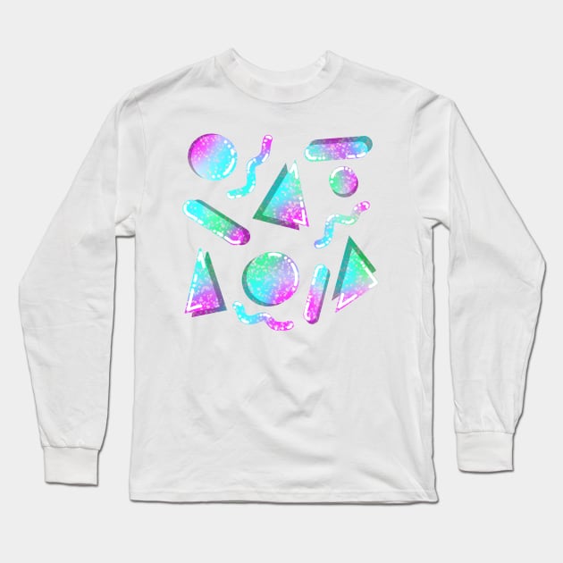 80s Glitter Shapes Long Sleeve T-Shirt by melisssne